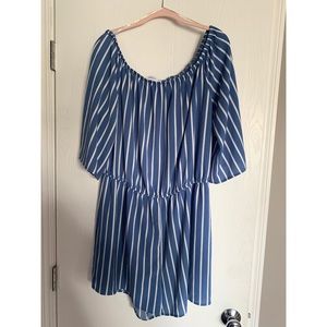 Forever 21+ Blue and White Romper